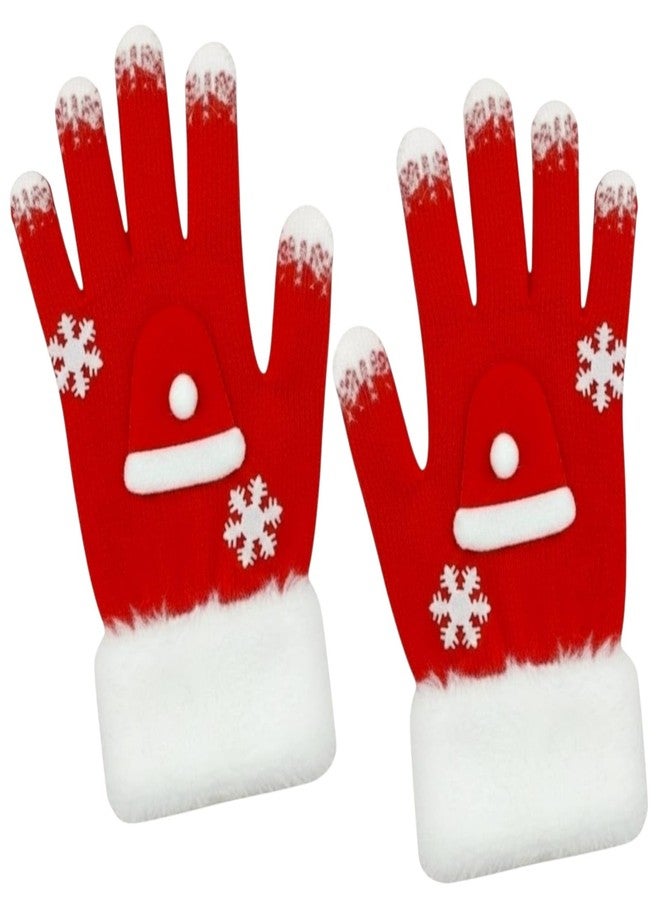 Tera13 TERA 13 Christmas Gloves With Festive Santa Claus And Snowflakes Design, Ultra-Soft Knit Material, Seasonal & Party Favour, Winter Gloves For Kids, Perfect For 5-12 Years, Xmas Return Gift (1 Pair) - Image 1